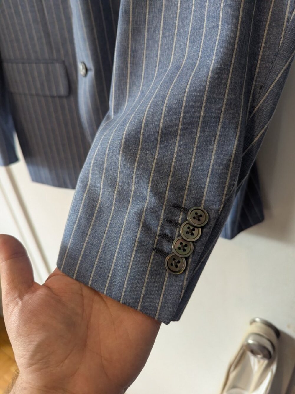 LUIGI BIANCHI MANTOVA - Wool blend striped jacket - Sz 50R - Picture 4 of 8